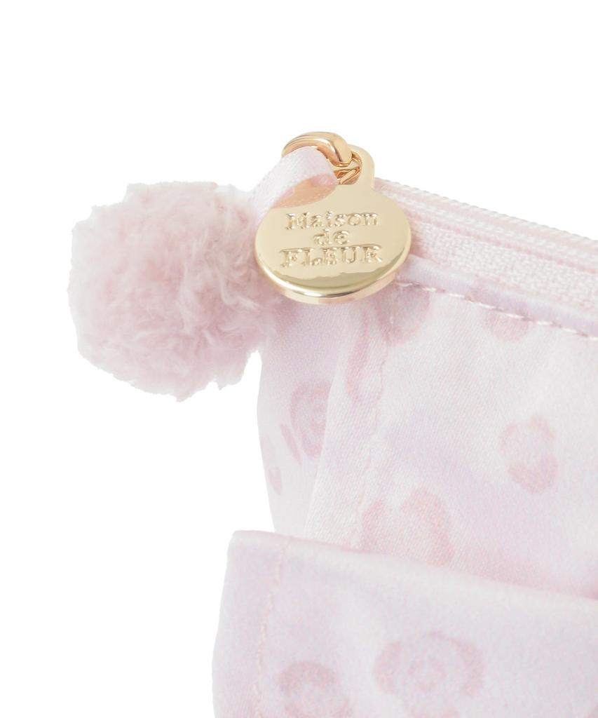 Maison De Fleur Ribbon Leopard Frill Pouch, Light Pink, Women's
