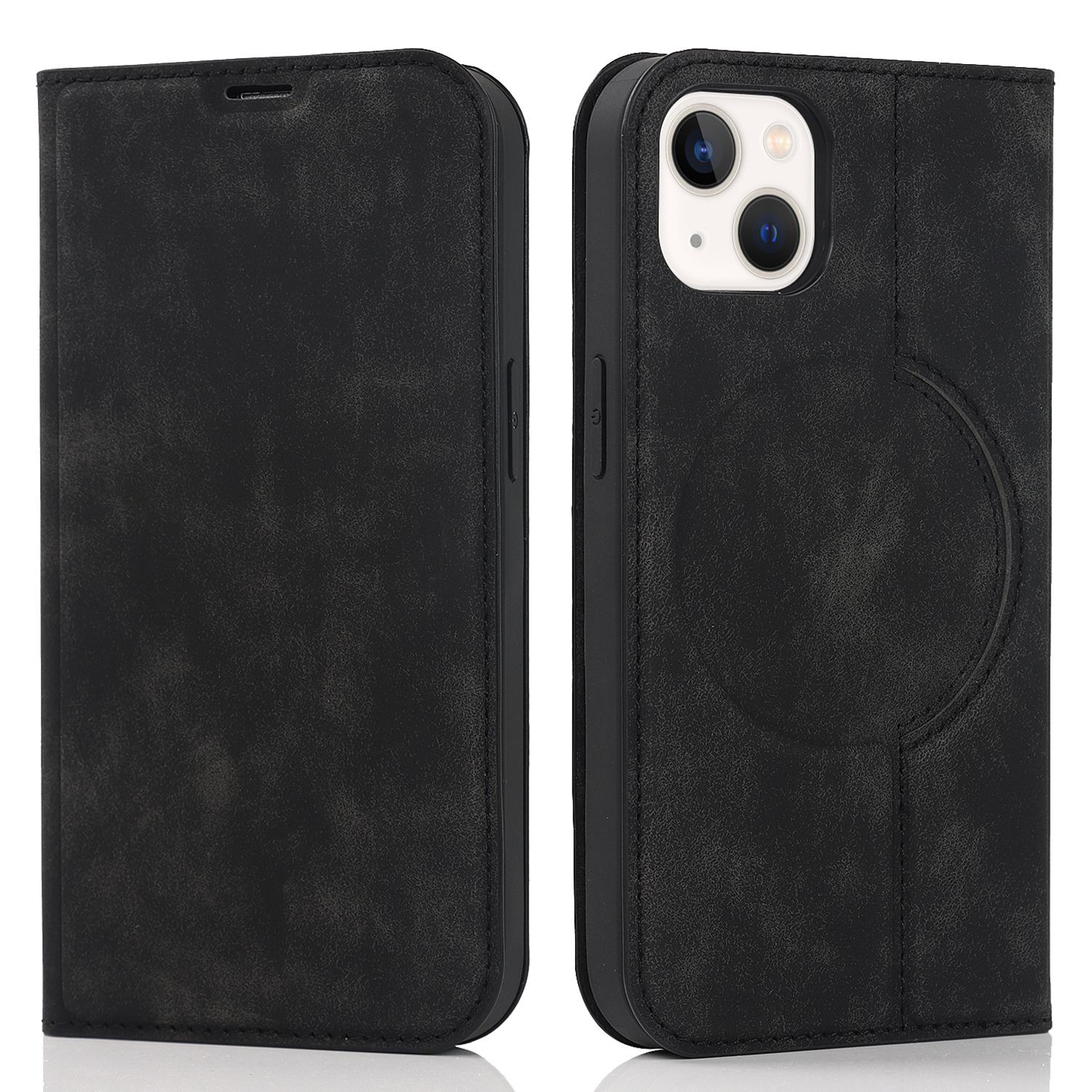 

Для iPhone 15 чехол кожаный держатель для карт защитный чехол для телефона совместимый с MagSafe Black