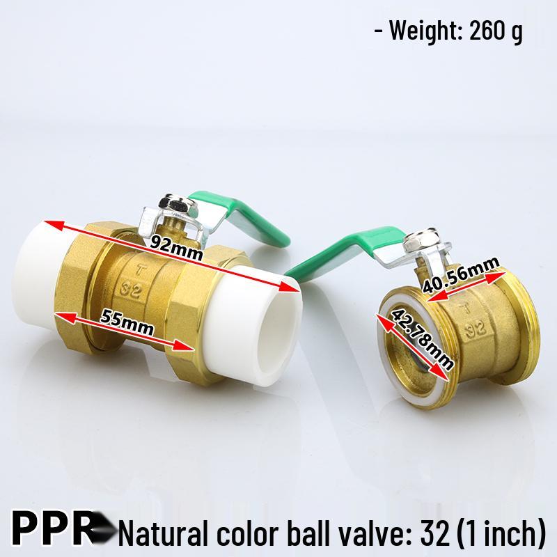 High-Temperature PPR Ball Valve: Double Union, Copper, Hot Melt, Sizes 20-75, Water Pipe & Switch