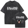 Washed Vintage Rock Band Falling In Reverse Skeleton Print Tshirt Men Women Retro Gothic Punk Tshirts Cotton Oversized T Shirt
