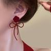 Bow Rose Flower Earrings Light Luxury Stud Earrings Personality Temperament Earrings Women