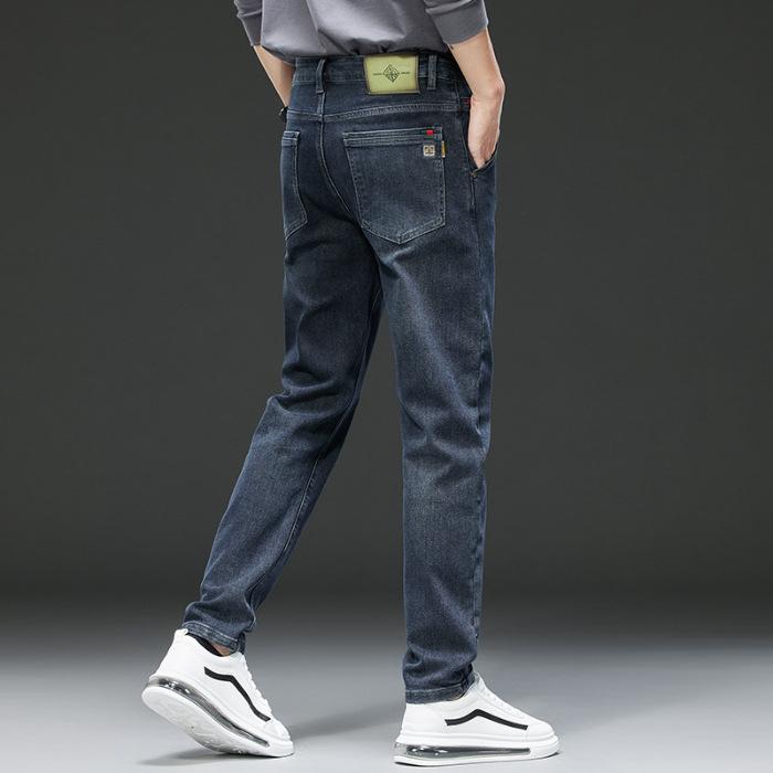 

2024 Новые осенне-зимние мужские американские джинсы прямого покроя эластичные стираные облегающие деловые повседневные брюки 40