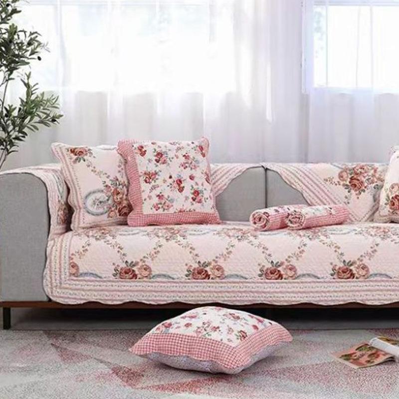 Universal Twill Washed Cotton Curved Edge Sofa Cushion In All Seasons, Machine Washable Non-Slip Fashionable Sofa Cushion Sofa Cover