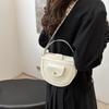 Fashion Women's Wide Strap Top Handle Shoulder Bag Retro PU Leather Solid Color Crossbody Bag Girls Mobile Phone Bag KTY