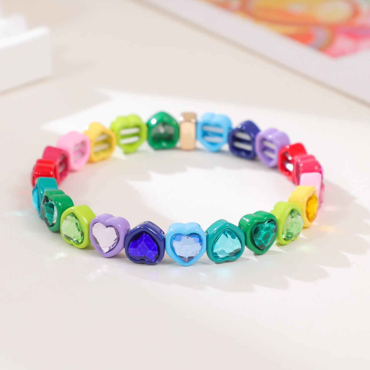 Heart Stretch Bracelet Women Colorful Fashion Bangle Wholesale Jewelry