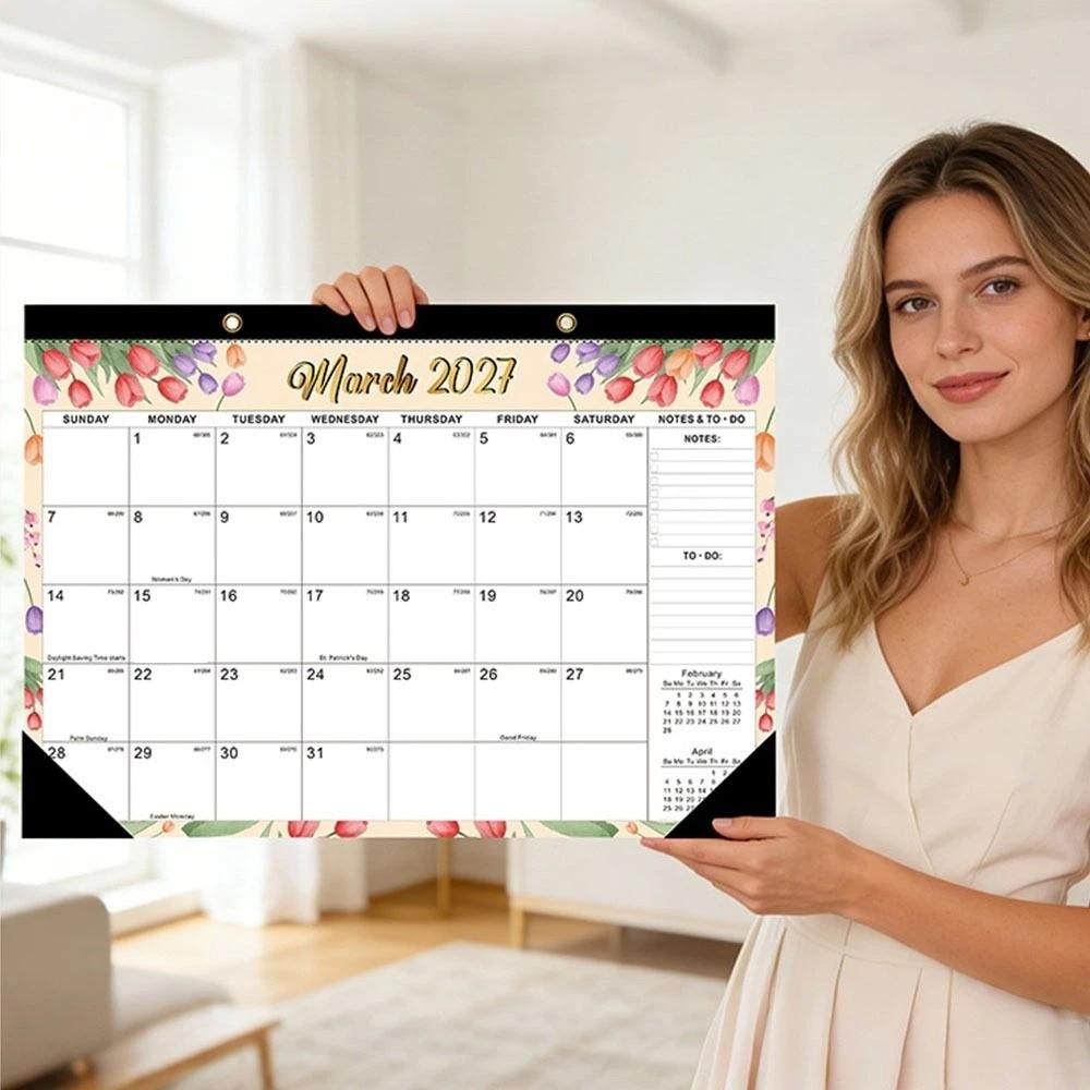 2027 English Calendar with Hanging Hole Calendar Planner Practical Wall Calendar  Home Decoration