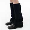 Ribbon Ribbed Boucle Leg Warmers_Black