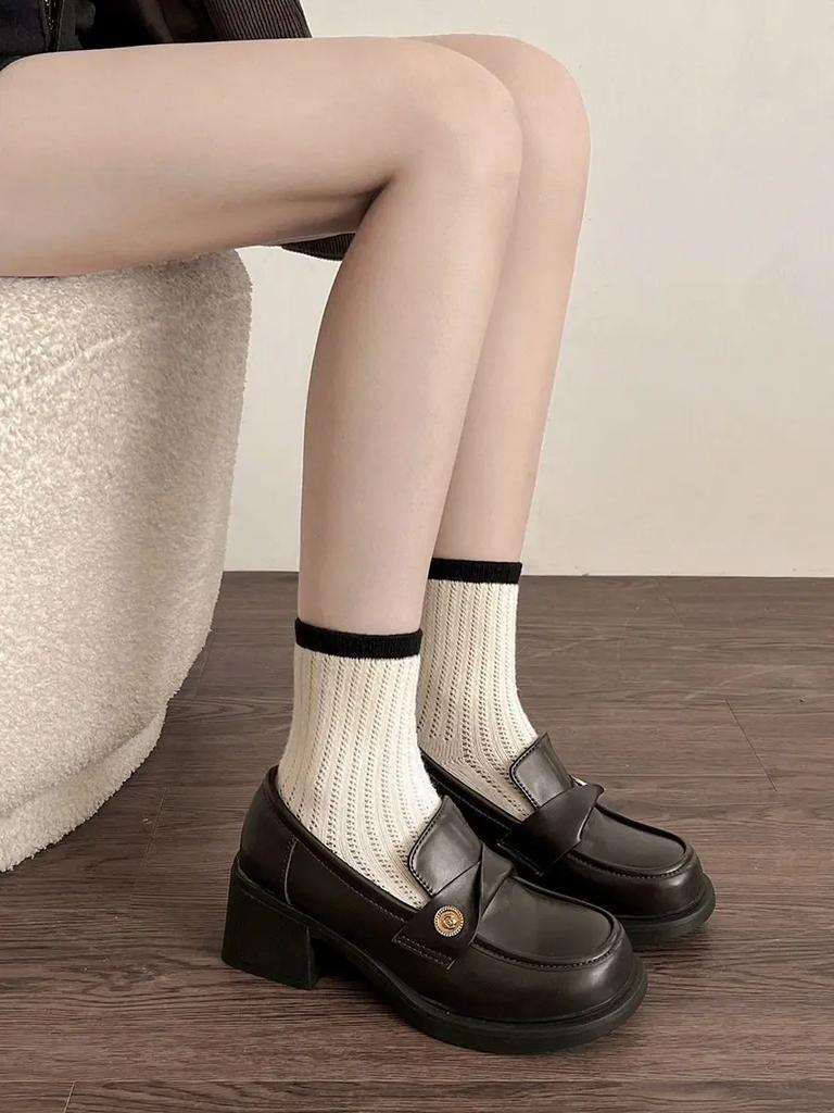 Fashion With Medium Heels Block Heel Ladies Pumps Chunky Round Toe Women's Shoes Loafers Vacation Wholesale Shoe Fashion Elegant Dress