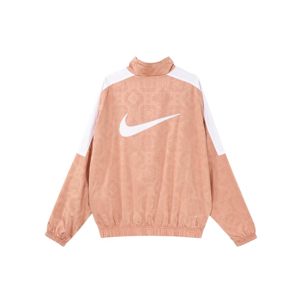 Nike x CLOT Rose Gold Silk Pattern Track Jacket With Stand Collar Men Outerwear CT4083-605