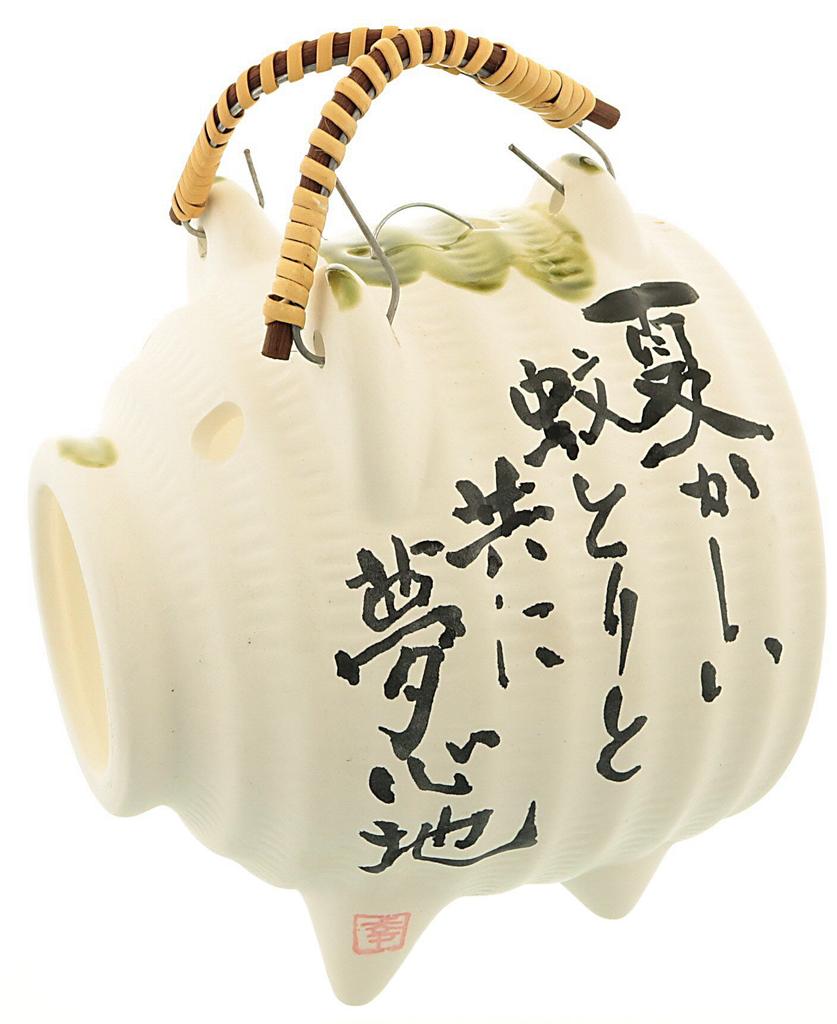 Santo Banko Ware Mosquito Coil Pig Mosquito Dispeller Quote Mosquito Coil Holder Holder Stand White Height 19cm Made in Japan 15913 Hand-drawn "Dream