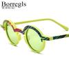 Borregls Mat Gedrukte Acetaat Zonnebrillen Dames 2025 Nieuw Merk Ontwerper UV400 Gepolariseerde Zonnebrillen Heren Retro Ronde Monturen 19398T
