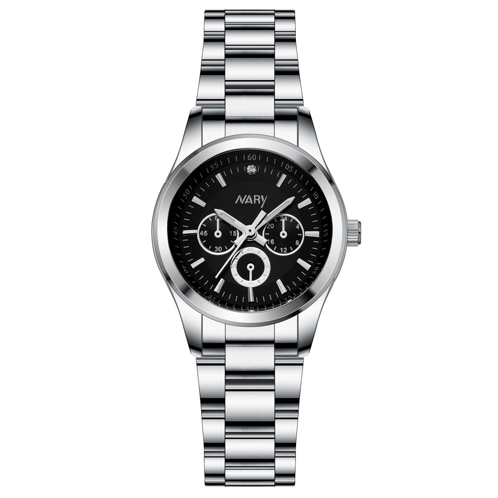 

NARY Женские светящиеся водонепроницаемые кварцевые часы 6135, простой дизайн с тремя стрелками