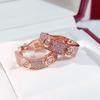 Creative Full Diamond Ear Buckle Fashion Little Fresh Girl Round Earrings Copper Plated Gold Jewelry