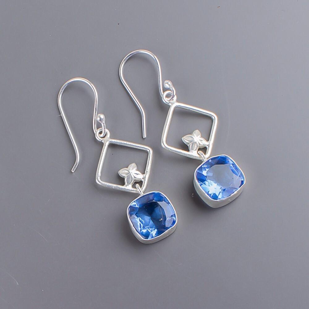Tanzanite Gemstone 925 Sterling Silver Jewelry Handcrafted Dangle Earrings 1.70" EE-10-8