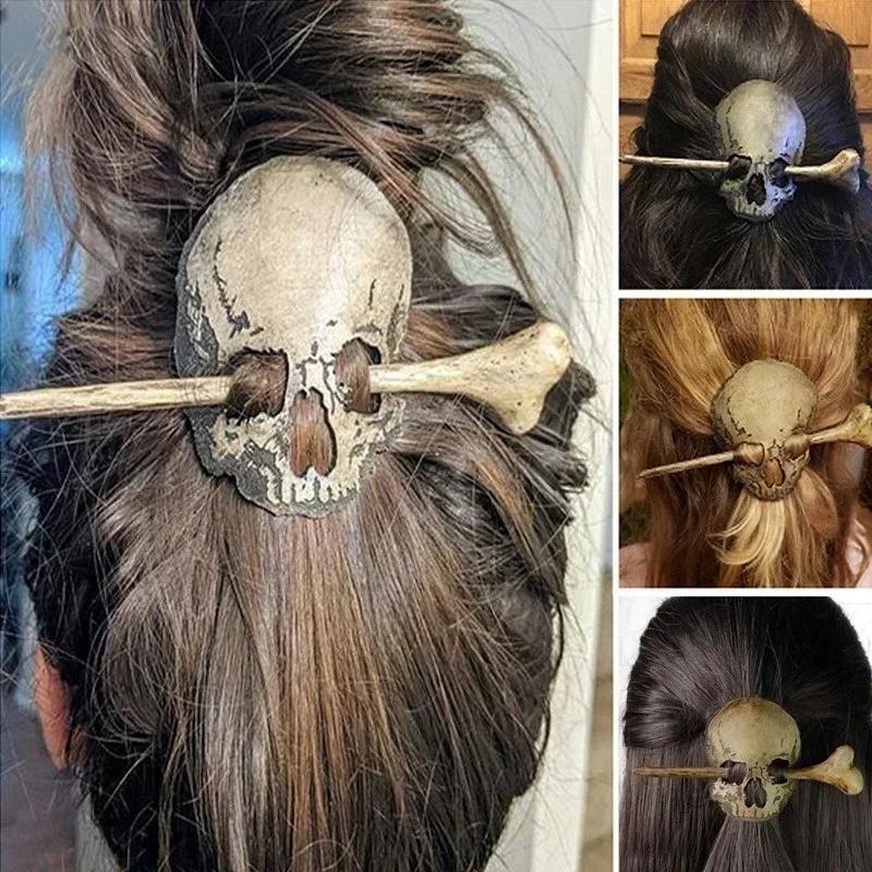 Retro Dark Style Skull As Butterfly Hair Clip Punk Girl Halloween Party Role-playing Personalized Decorative Styling Accessories