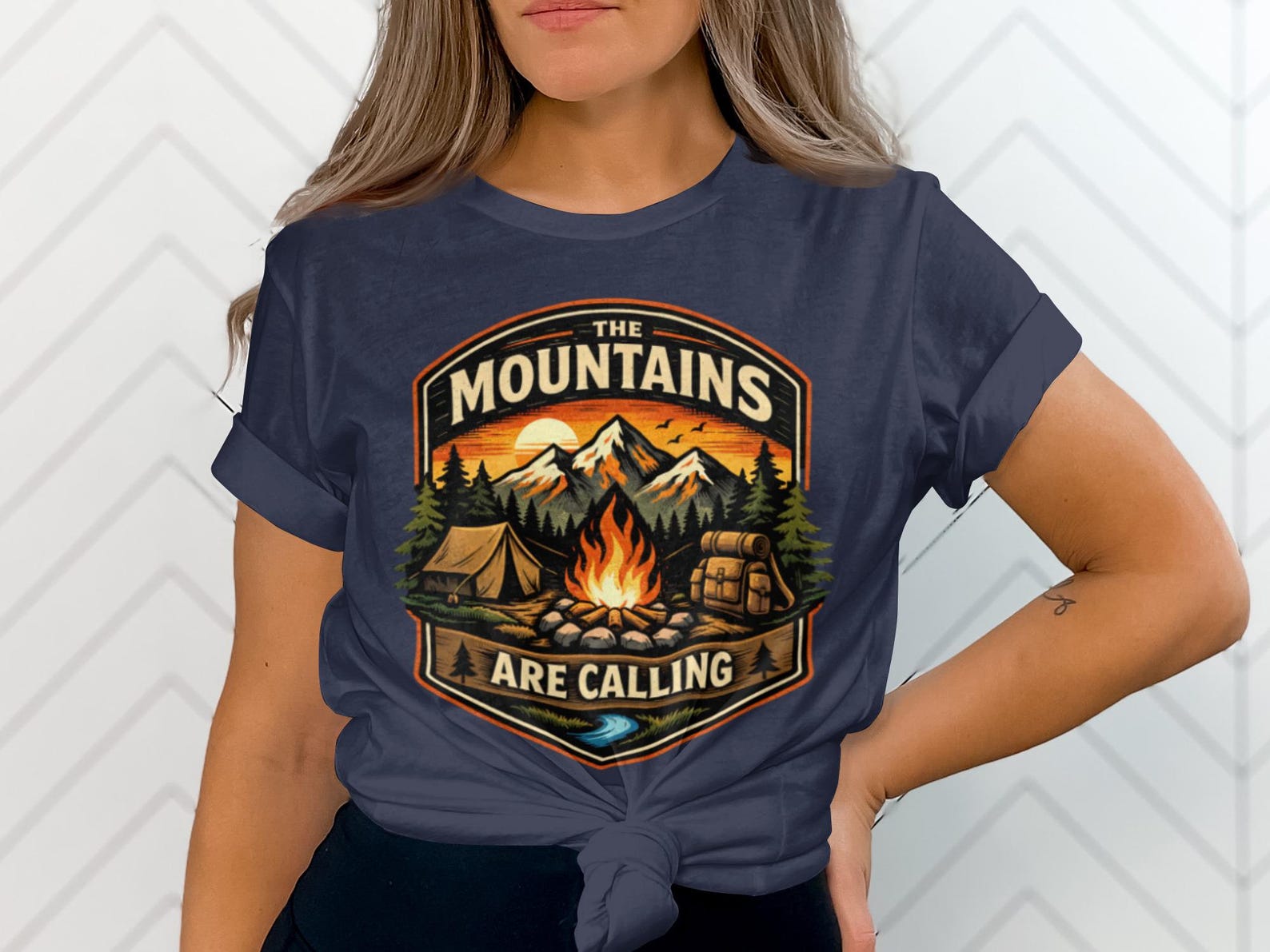 The Mountains Are Calling T-Shirt |Vintage Camping Graphic | Nature Lover Hiking| Bella 3001 Tee 2XL