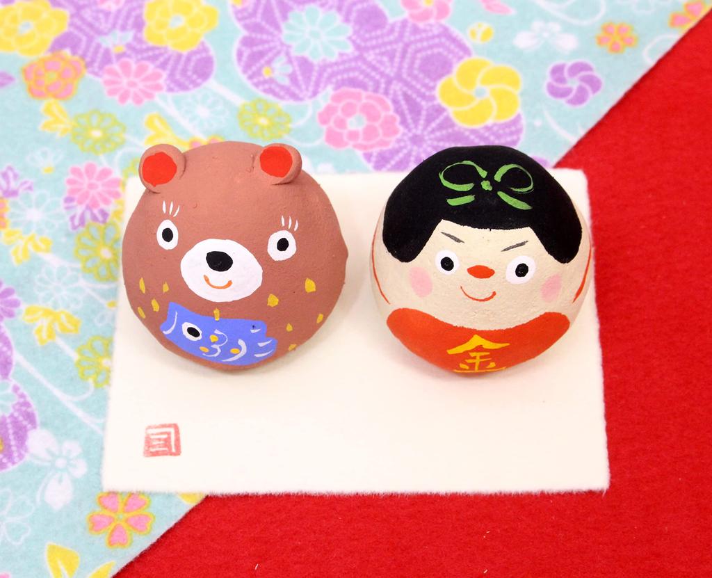 Craftsman House Children's Day Paper Mache Kintaro and Bear