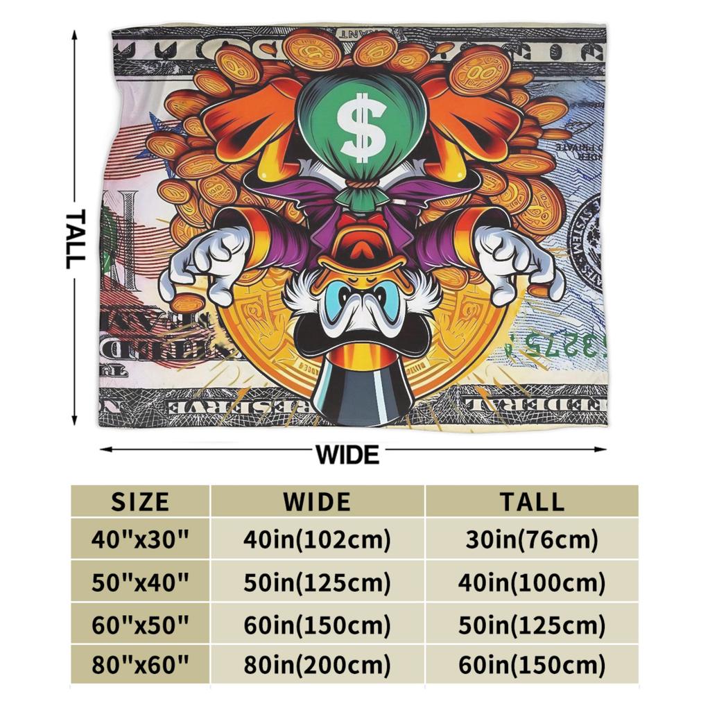 Donald Duck Money Warm Blankets Decorative Plush Bedding Throws Pattern Outdoor Flannel Bedspread Sofa Bed Cover