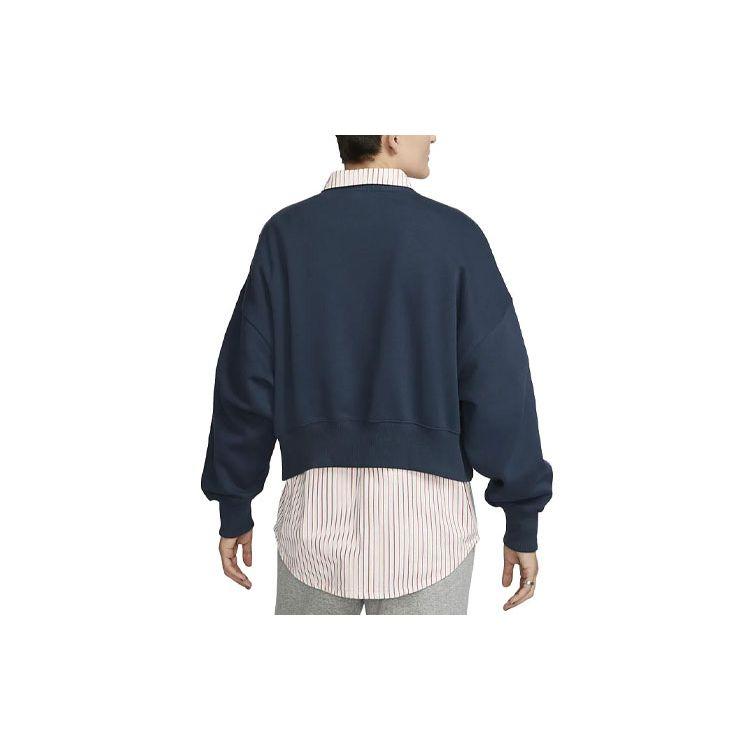 Nike Sportswear Phoenix Fleece City Edition Logo Retro Letter Print Crewneck Sweatshirt Women Sweatshirt Navy-Blue DZ3113-454