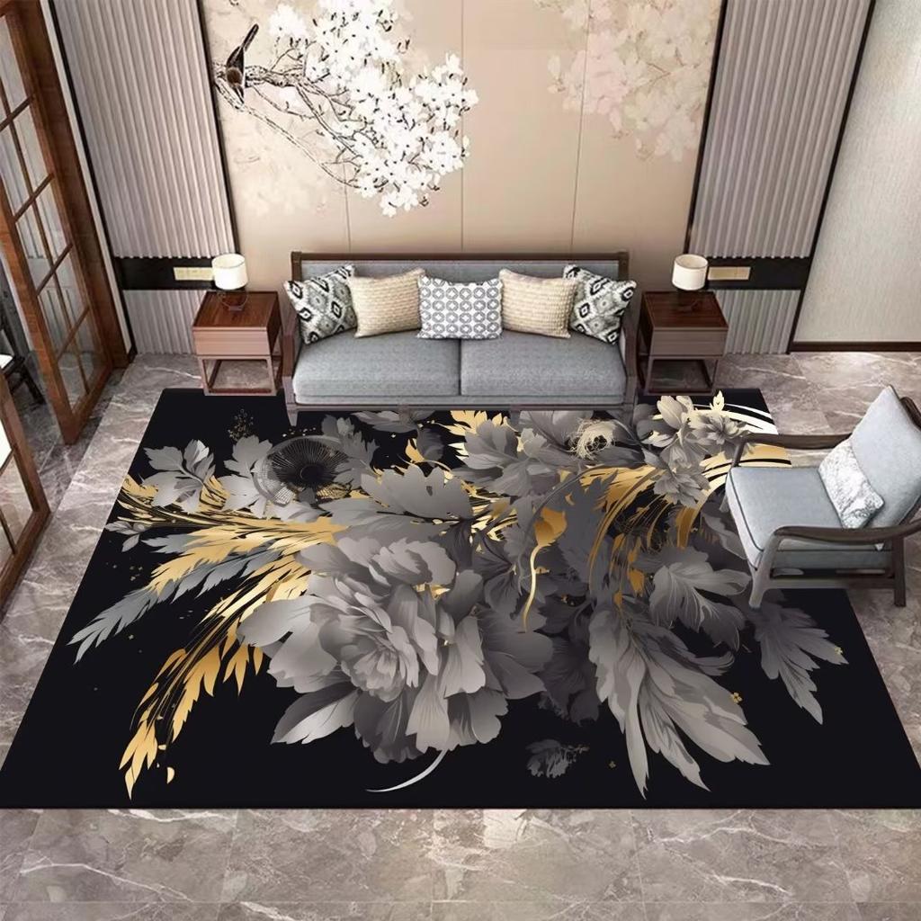 3D Black Gold Carpets Luxury Large Area Rugs 160x230 Non Slip Washable Floor Mat for Living Room Bedroom Sofa Decor