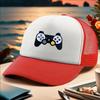 Czapka Trucker z Nadrukiem Kontrolera do Gier Unisex Oddychająca Siatka Regulowana Outdoorowa Casualowa Czapka Baseballowa