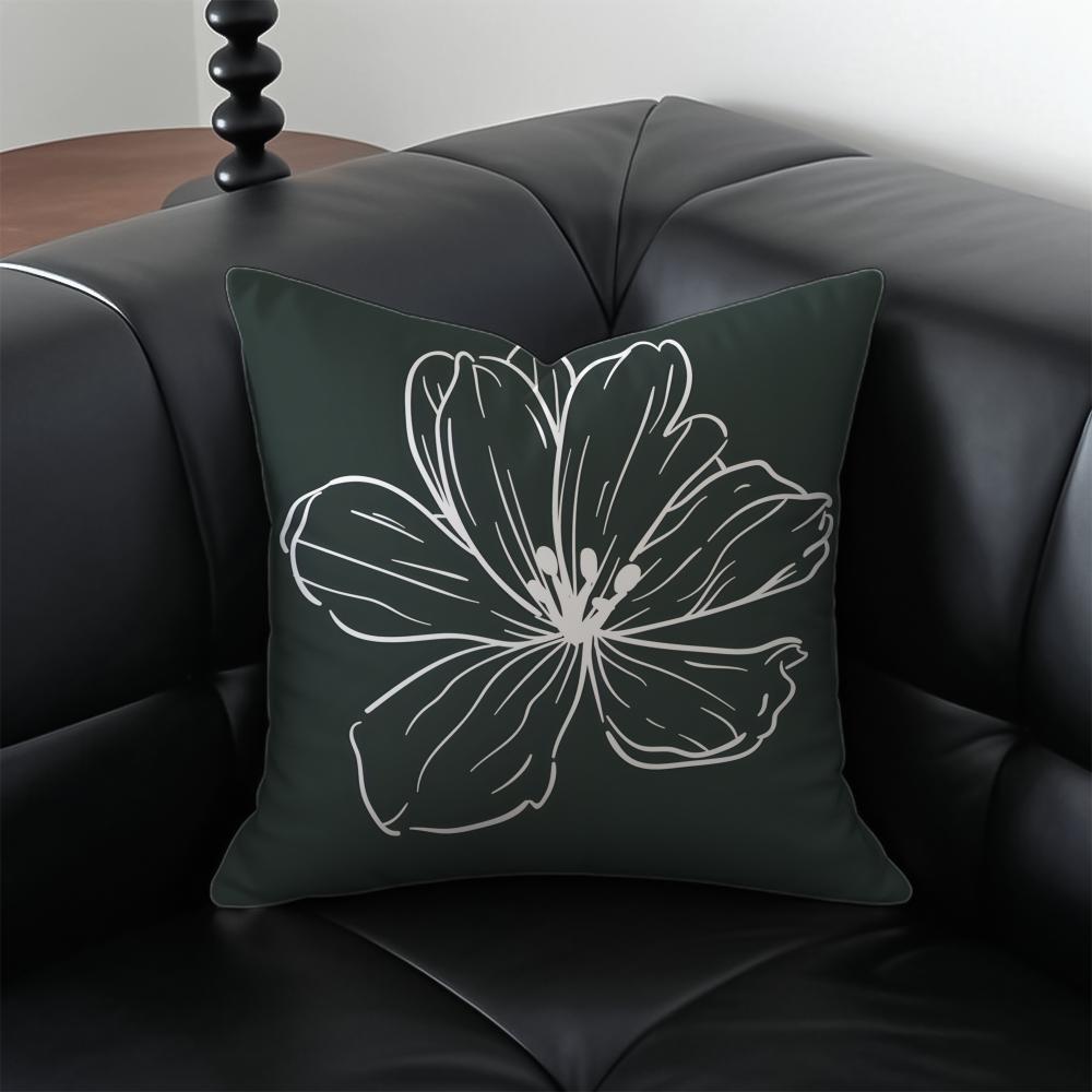 Solid Color Flowers Cushion Cover Pillow Case Anti-Dustmite Invisible Zipper Silky Plush Cushion