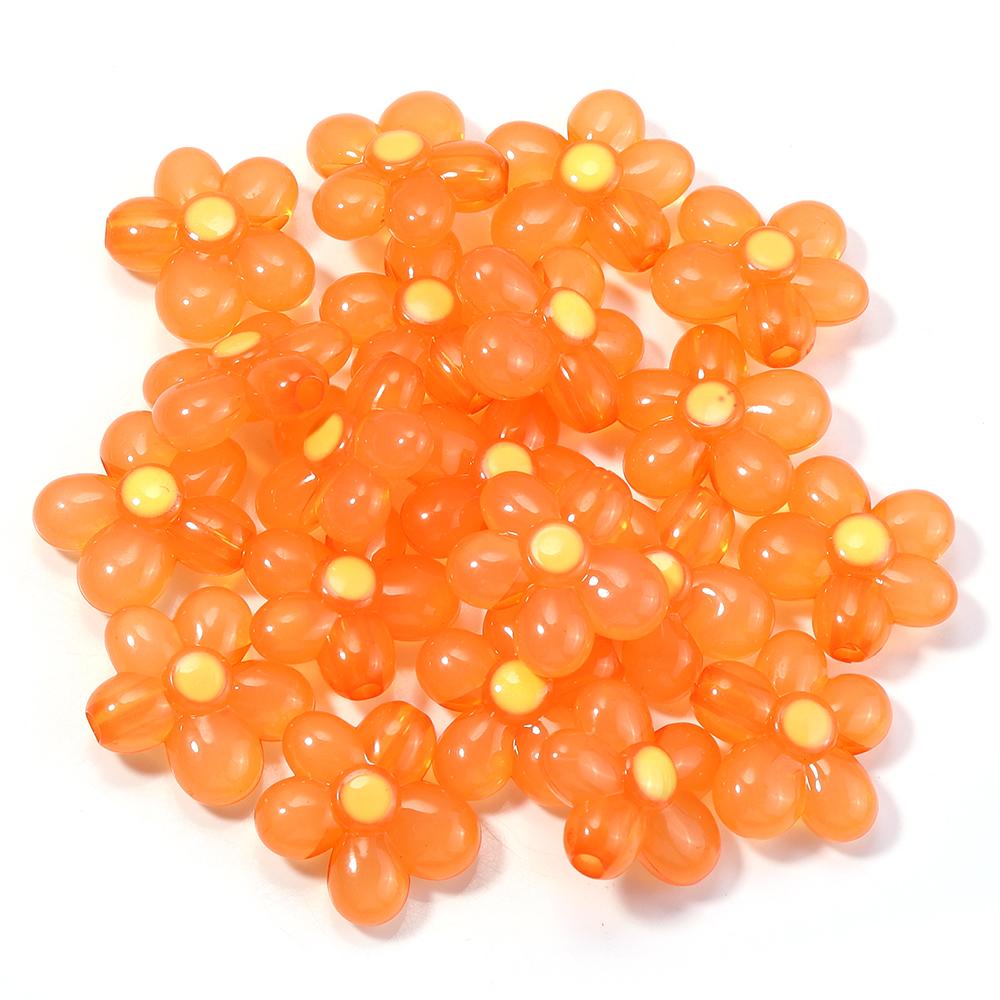 20pcs 20.5x21mm Flower Acrylic Beads Colorful Five Petals Flower Loose Beads For Jewelry Making DIY Bracelet Earrings Keychain