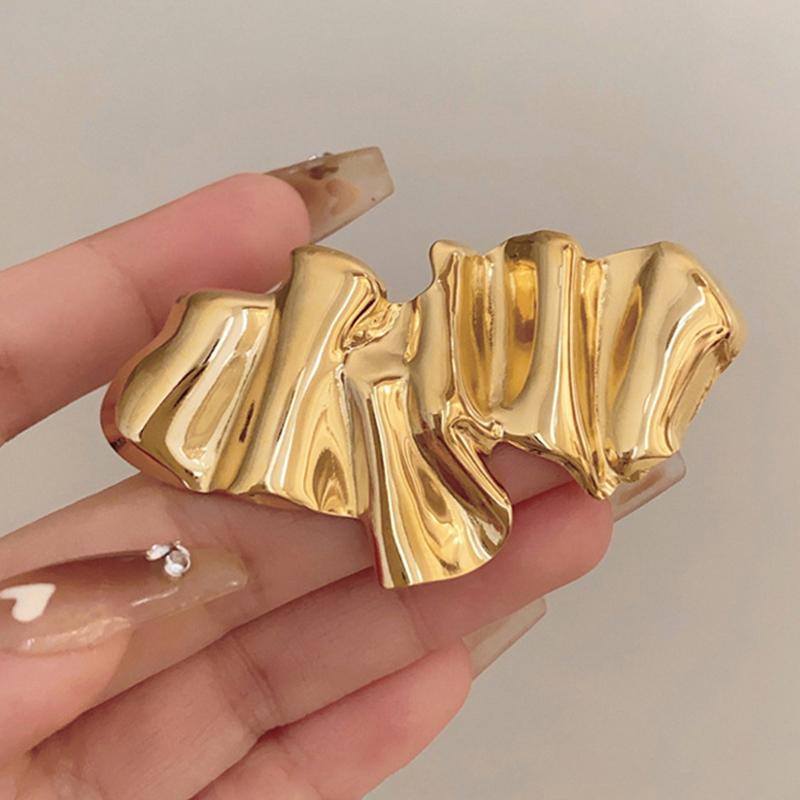 Stainless Steel Irregular Brooches for Women Unisex Glossy Geometric Waterproof Pins Banquet Party Gifts Jewelry Accessories