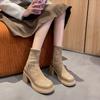 New Style Popular Fashion Platform Women's High-Heeled Boots Lady Fabric Comfortable Rubber Hoof High-Heeled Boots Zapatos Mujer