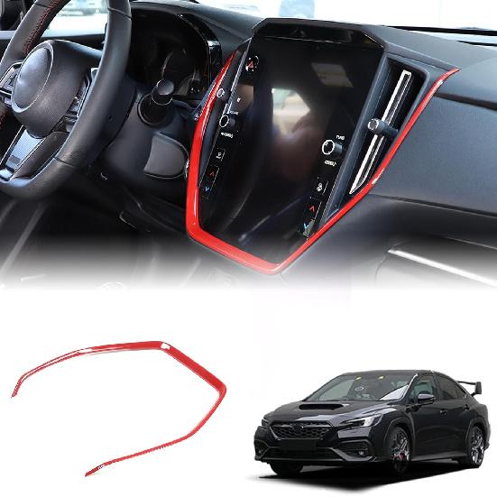 

Yinanlutos Center Console Navigation Screen Frame Trim Cover Compatible with Subaru WRX/Crosstrek 2022 2023 2024 2025+ Navigation Strip Decoration красный
