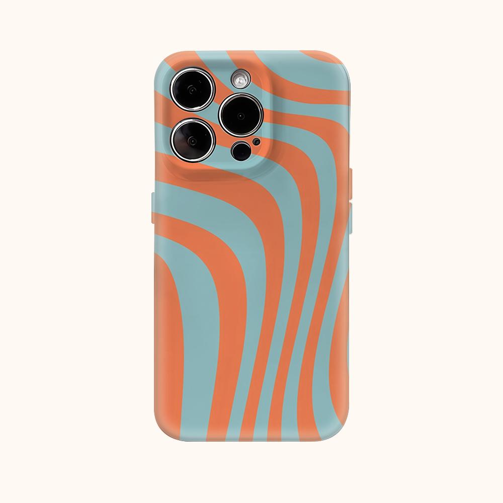 Orange Teal Waves Phone Case for IPhone 17AIR 16E 16 15 14 13 12 11 17 Pro Max Plus Double-layer Back Cover
