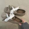 Women's Flat Shoes Bow Tie Lace Suede Ladies Shoes Versatile Comfortable Square Toe Spring and Autumn New Zapatillas De Mujer
