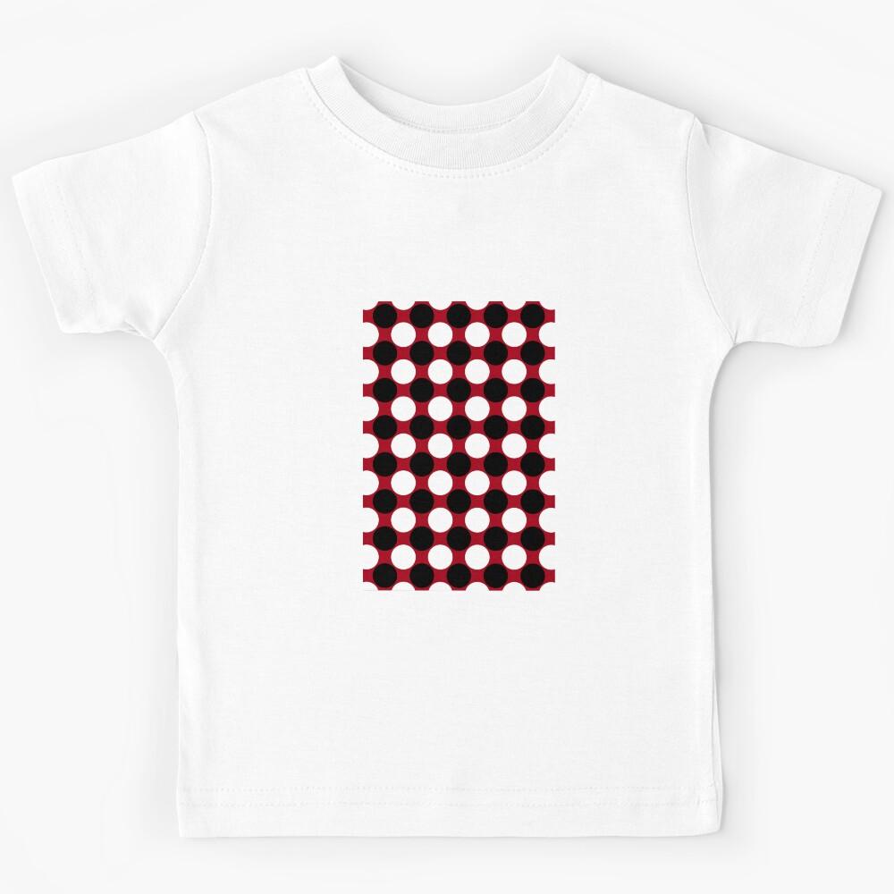 Giant Black and White Polka Dots On Red Kids T-Shirt 170