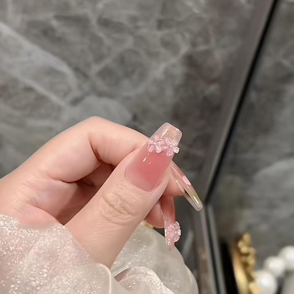 Pure Handmade Phototherapy Henna Sea Wear Nail Finished Cat Eye Nail Patches Show Whiteness