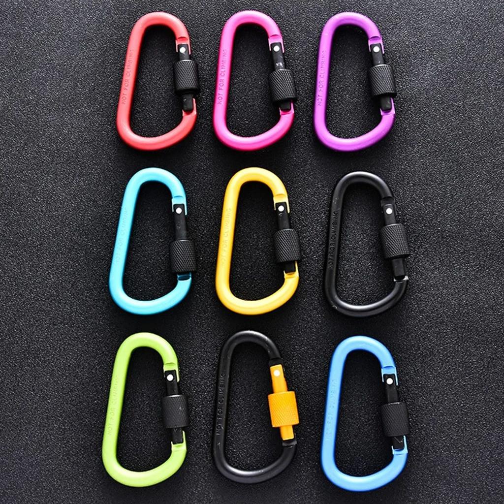 An outdoor hanging buckle backpack buckle, aluminum alloy backpack buckle, thickened size 8 with lock, D-type quick hanging nut