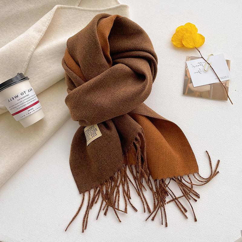 Super Soft Waxy Cashmere Scarf for Women in Winter High End  Korean Version  Versatile Camel Color  Double sided Solid Color  Warm Scarf for Mother