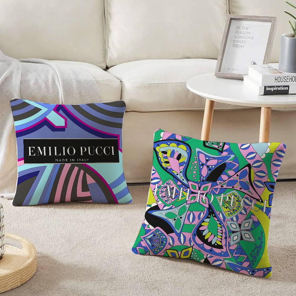 E-EE-Emilio Logo P-Pucci Pillow Case Home Decor Throw For Sofa Bed Car Room Decor Gift Idea