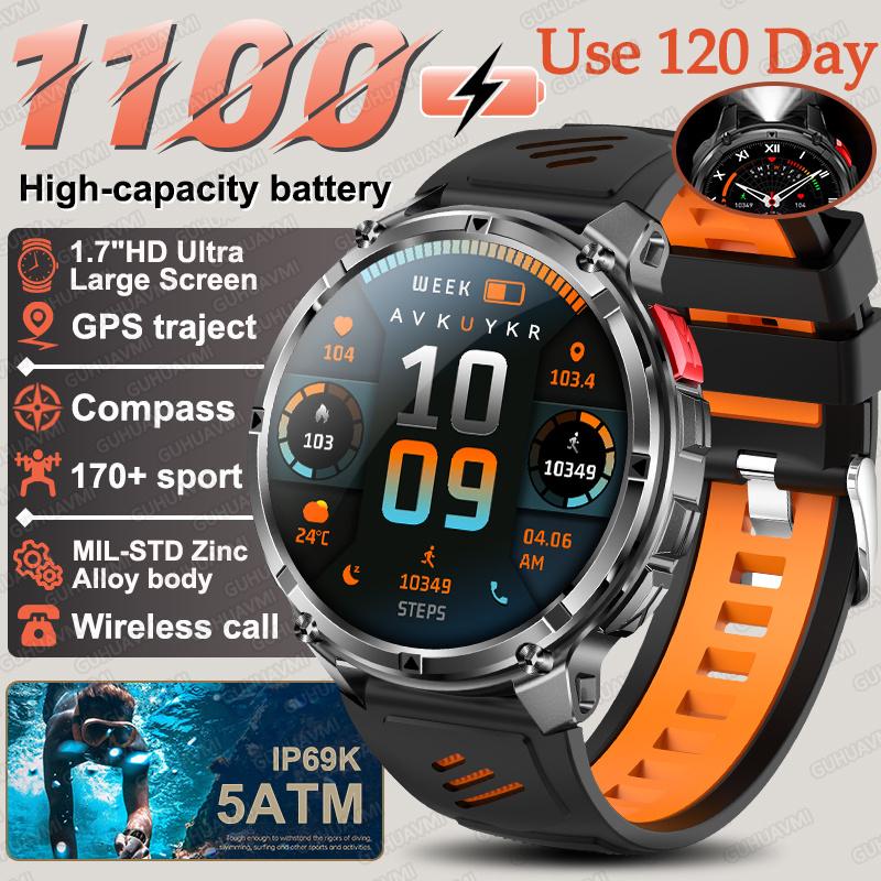 2026 New Men Bluetooth Call Smart Watch Military Built-in GPS Compass Barometric Altimeter 30ATM Waterproof Bluetooth Call Smart Watch
