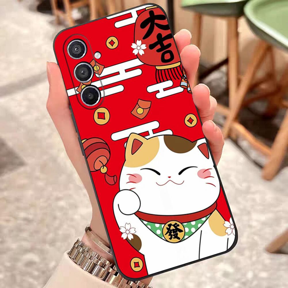 Lucky Money Cat Phone Case For Samsung S25 Edge 24 23 22 21 20 Ultra Plus Fe Galaxy A54 53 34 25 16 Silicon Cover