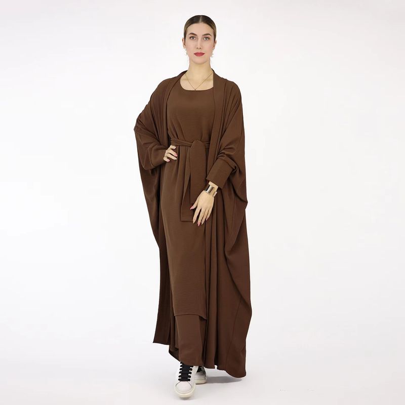 

New Arrival Ethnic Style Pure Color Inner Skirt + Dress Suit Solid Color Dress Two-Piece Set Brown L
