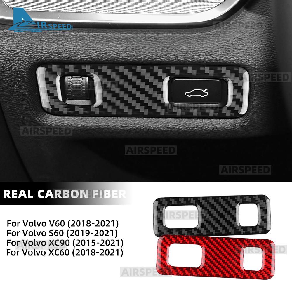 Auto-Scheinwerfer-Knopf-Rahmen-Aufkleber Innenverkleidung Weiche Kohlefaser Für Volvo V60 S60 XC60 XC90 2015 2018 2019-2021 Zubehör