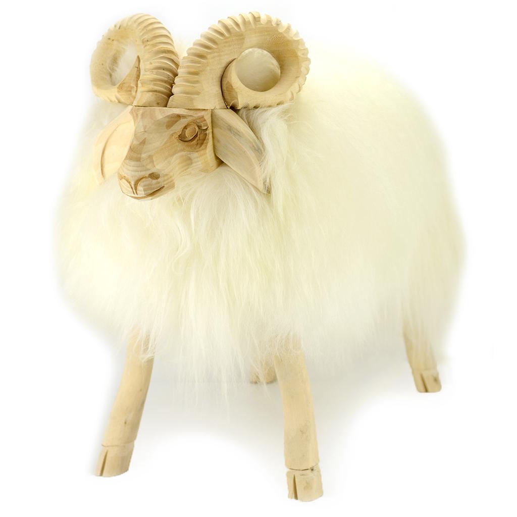 Beautiful, Large Lamb Made of Wood and Leather