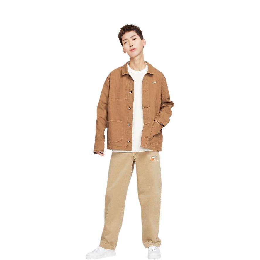 Nike Solid Color Large Pocket Polo Jacket Men Jackets Malt-Brown DQ5185-270