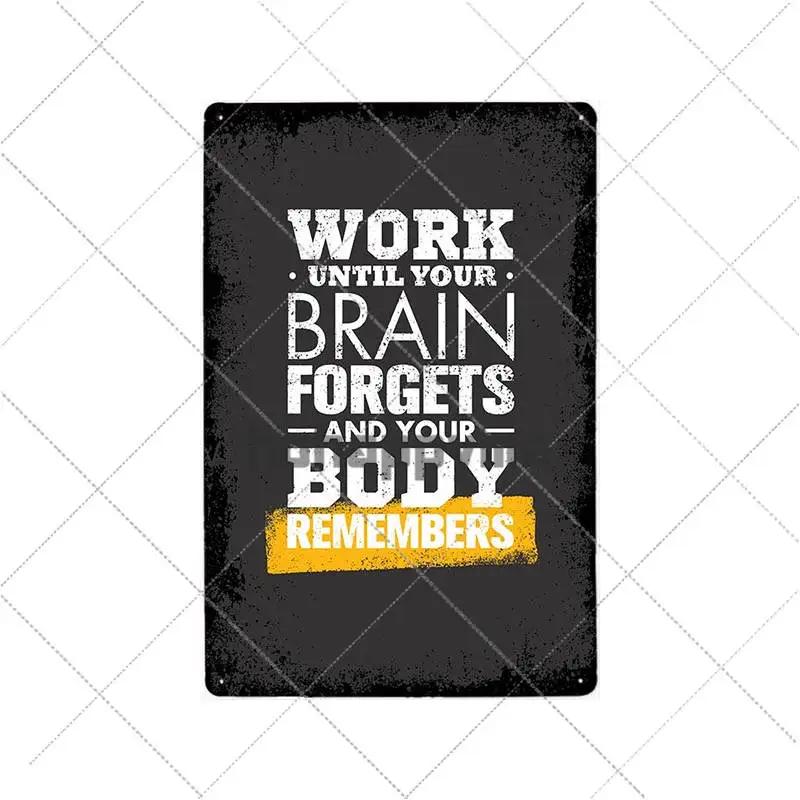 Gym Rule Metal Sign Fitness Motivational Quotes Poster Work Out Plaque Man Cave Pub Bar Wall Decorative Vintage Plate 20x30cm
