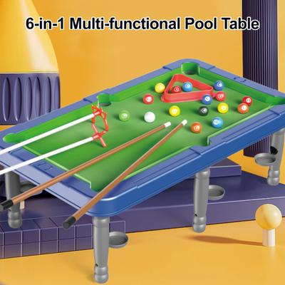 6'sı 1 Arada Mini Bilardo Masası Oyunu 2 ila 4 Oyuncu Ebeveyn-Çocuk Etkileşimli Simüle Edilmiş Bilardo Masası Oyuncak Çoklu Oyun Masası Snooker Masa Oyunu