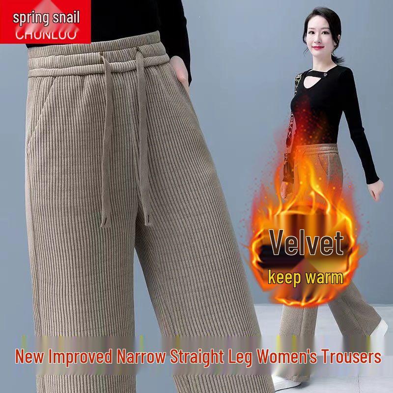Damen Cord-Fließende Weitbeinige Hose - Große Größen, Einfarbige, Frühling/Herbst