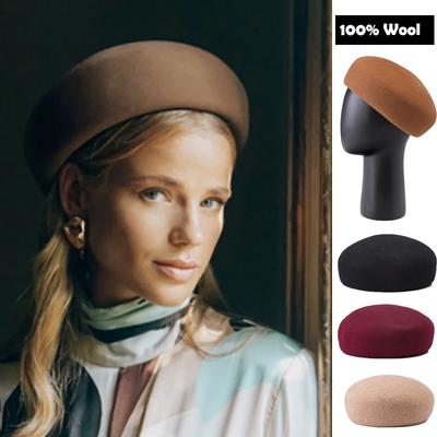 Autumn Winter 100% Wool Felt Blocked Beret Women Bread Pumpkin Berets Men Ladies Painter Pillbox Hat
