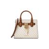 Hamilton Presbiopia design de moda para o dia a dia em couro bolsa de mão tamanho pequeno feminino branco baunilha e marrom bolota