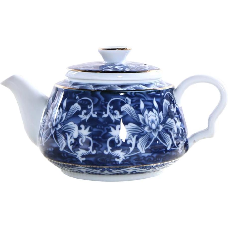 Ceramic Tea Pot Blue and White Porcelain Teapot Chinese Tea Kettle Water Kettle Decorative Floral Teapot Tea Jug Coffee Pot for Stove Water Coffee