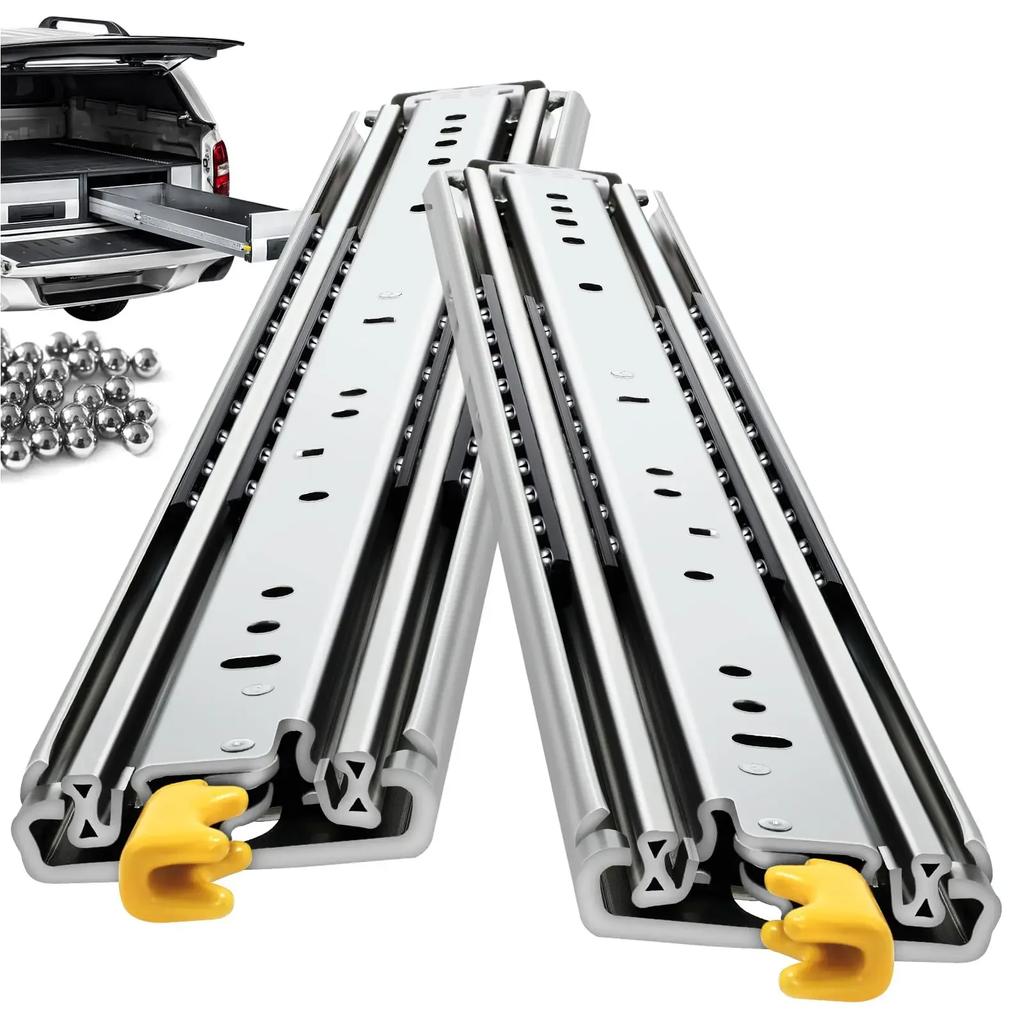 1 Pair Load Capacity 111kg Heavy Duty Slide Rail with Lock Full Extension Ball Bearing Side Mount Industrial Rails RV Slides